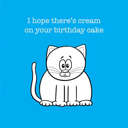 Cream Cake Cat Cartoon Card