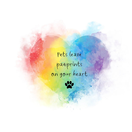 Rainbow Watercolour Heart Pet Sympathy Card