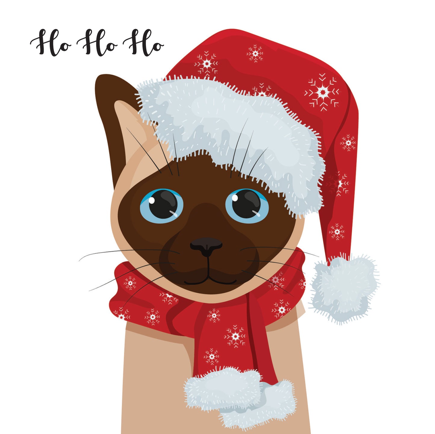 Ho Ho Siamese Cat Christmas Card