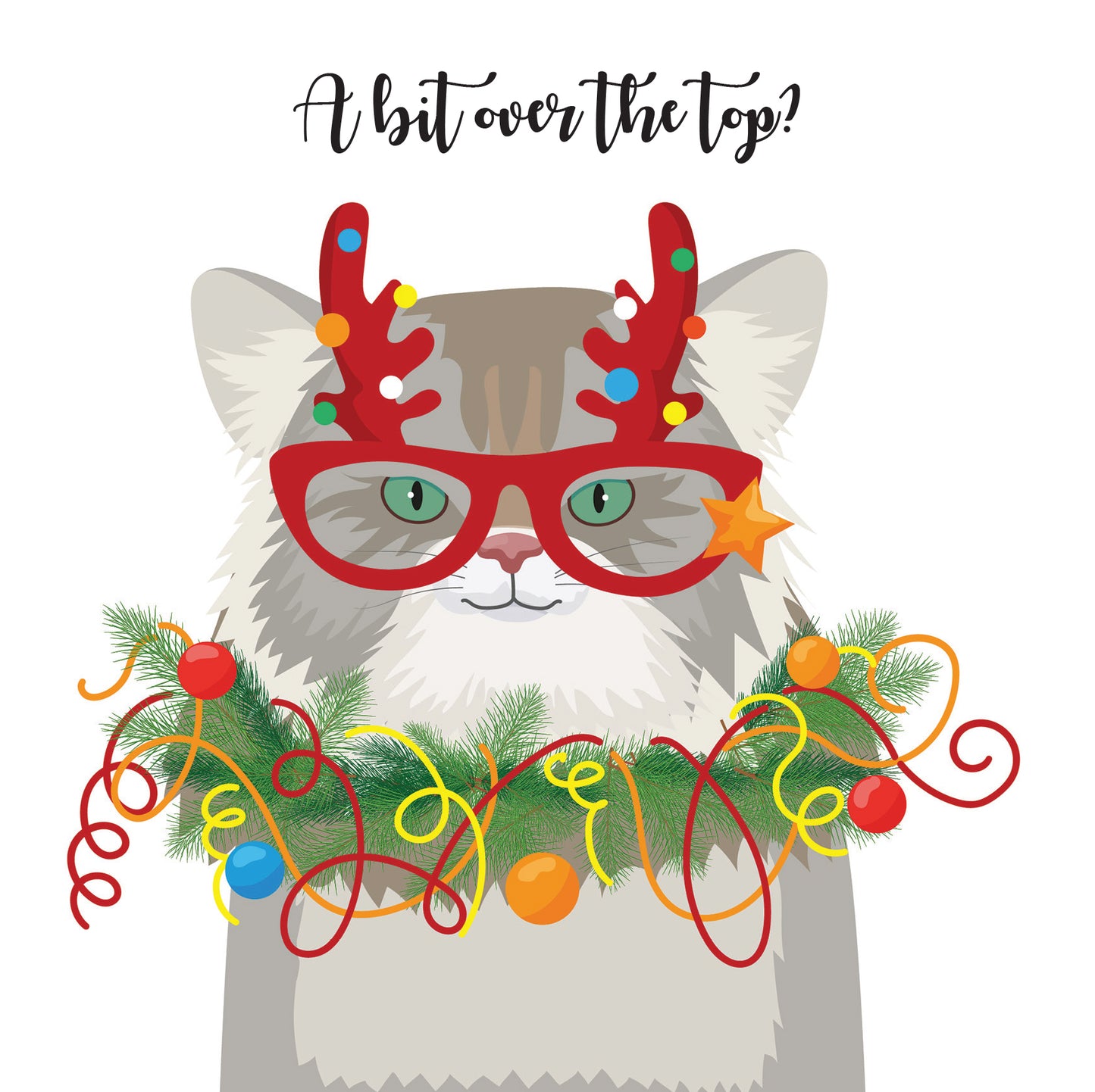 Over The Top Cat Christmas Card