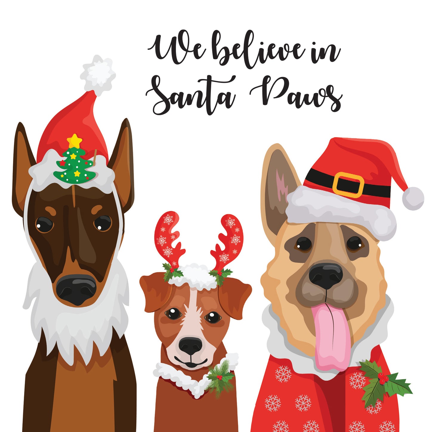 Santa Paws Antler Christmas Card