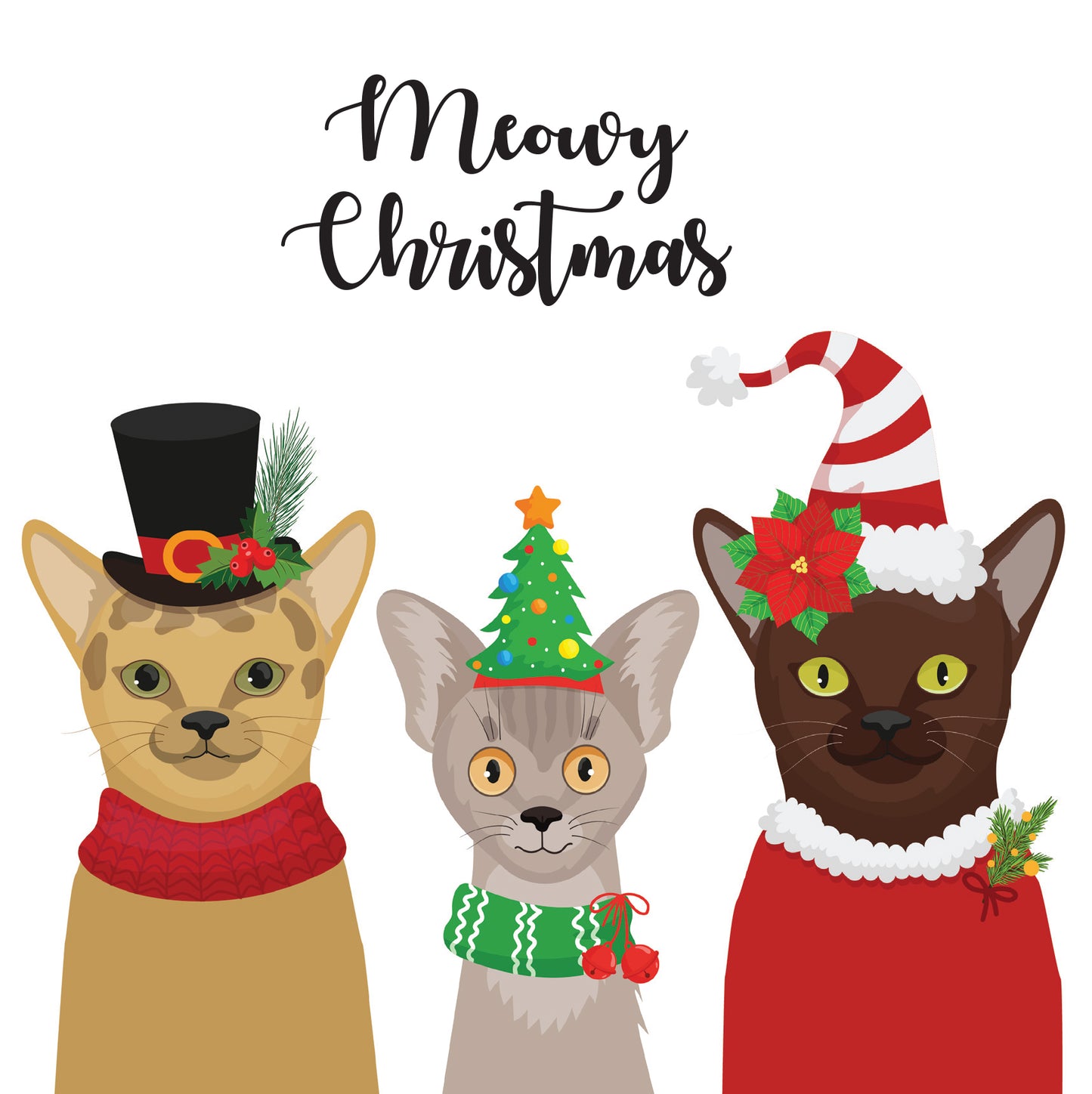 Meowy Cat Tree Christmas Card